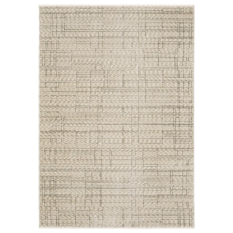 3' X 5' Beige And Brown Geometric Area Rug With Fringe