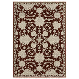 8' Red And Beige Floral Runner Rug With Fringe