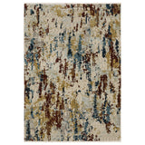 8' Beige Rust And Tan Abstract Runner Rug With Fringe