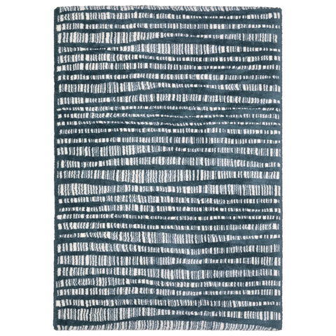 8' Teal And Ivory Striped Runner Rug