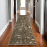 8' Brown And Ivory Geometric Runner Rug