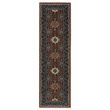 8' Red Medallion Runner Rug With Fringe