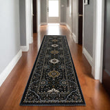 8' Gold Medallion Runner Rug With Fringe