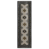 8' Ivory Medallion Runner Rug With Fringe