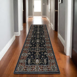 8' Rust Oriental Runner Rug With Fringe