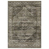 5' X 8' Gray And Beige Medallion Area Rug With Fringe