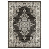 5' X 8' Gray And Beige Medallion Area Rug With Fringe