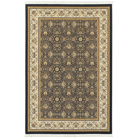 5' X 8' Ivory Oriental Area Rug With Fringe