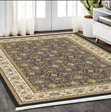 5' X 8' Ivory Oriental Area Rug With Fringe