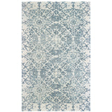 4' X 6' Blue And Ivory Wool Geometric Hand Tufted Area Rug