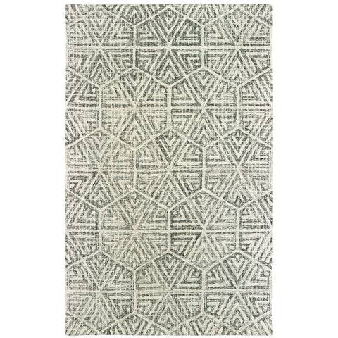 4' X 6' Gray And Ivory Wool Geometric Hand Tufted Area Rug