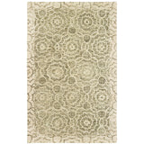 4' X 6' Green And Ivory Wool Geometric Hand Tufted Area Rug