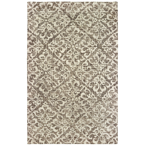 4' X 6' Brown And Ivory Wool Floral Hand Tufted Area Rug