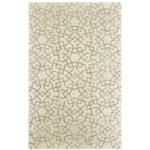 4' X 6' Tan And Ivory Wool Geometric Hand Tufted Area Rug