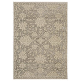 5' X 8' Gray And Beige Floral Area Rug With Fringe