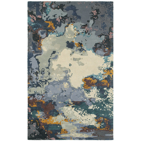 4' X 6' Blue And Gray Abstract Hand Tufted Area Rug