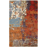 4' X 6' Orange Ivory And Teal Abstract Hand Tufted Area Rug