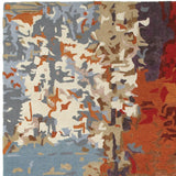 4' X 6' Orange Ivory And Teal Abstract Hand Tufted Area Rug
