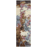8' Blue And Brown Abstract Hand Tufted Runner Rug