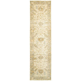 10' Beige And Gray Wool Oriental Hand Knotted Runner Rug