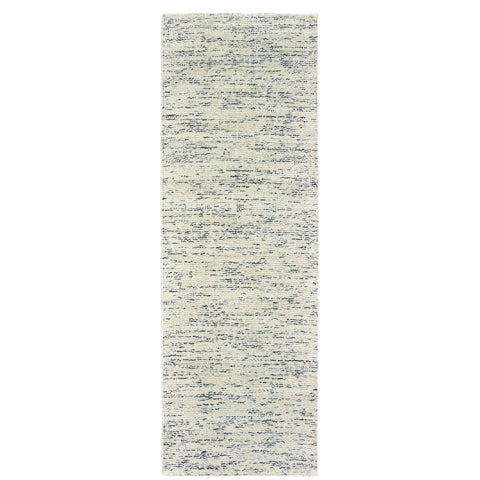 8' Ivory And Stone Hand Tufted Runner Rug