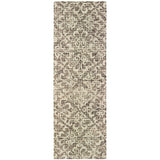 8' Brown And Ivory Wool Floral Hand Tufted Runner Rug