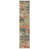 12' Beige And Pink Abstract Runner Rug With Fringe