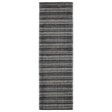 8' Black And Ivory Striped Hand Tufted Runner Rug