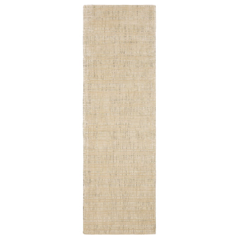 8' Beige And Ivory Striped Hand Tufted Runner Rug