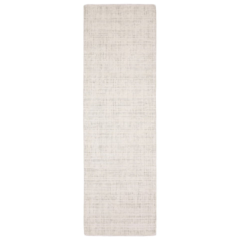 8' Ivory And Gray Striped Hand Tufted Runner Rug