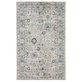 6' X 9' Gray And Blue Oriental Hand Tufted Area Rug