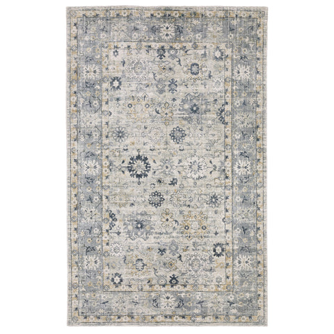 6' X 9' Gray And Blue Oriental Hand Tufted Area Rug