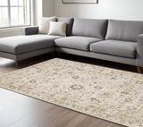 6' X 9' Beige And Gold Oriental Hand Tufted Area Rug