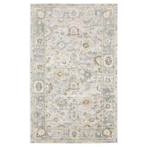 6' X 9' Ivory And Blue Oriental Hand Tufted Area Rug