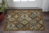 3' X 5' Red Ivory And Tan Medallion Area Rug