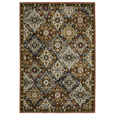 3' X 5' Red Ivory And Tan Medallion Area Rug