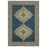 3' X 5' Blue And Gold Medallion Area Rug