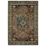 3' X 5' Blue Rust And Tan Tribal Area Rug
