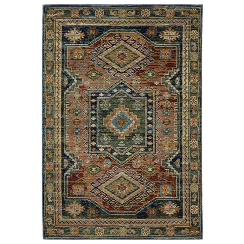 3' X 5' Blue Rust And Tan Tribal Area Rug