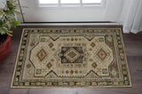 3' X 5' Gray And Green Tribal Area Rug