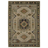 3' X 5' Gray And Green Tribal Area Rug
