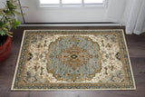 3' X 5' Ivory And Blue Oriental Area Rug
