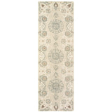 8' Sand Wool Floral Hand Tufted Runner Rug