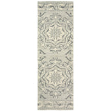 8' Ivory Wool Floral Hand Tufted Runner Rug
