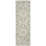 8' Ivory Wool Floral Hand Tufted Runner Rug