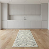 8' Ivory Wool Floral Hand Tufted Runner Rug