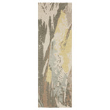 8' Beige And Yellow Wool Abstract Hand Tufted Runner Rug