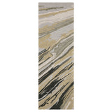 8' Gray And Gold Wool Abstract Hand Tufted Runner Rug