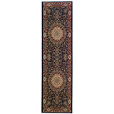 8' Blue And Red Oriental Runner Rug