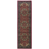 8' Red And Blue Oriental Runner Rug